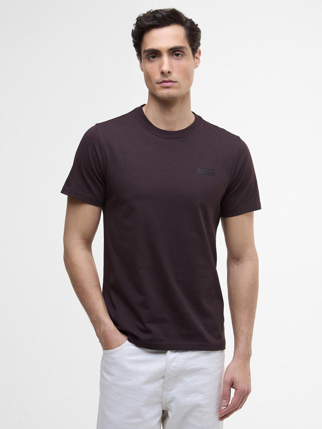 Product image 1 of 6, which shows Barbour International Lightweight Cotton Logo T-Shirt, Java Red, S