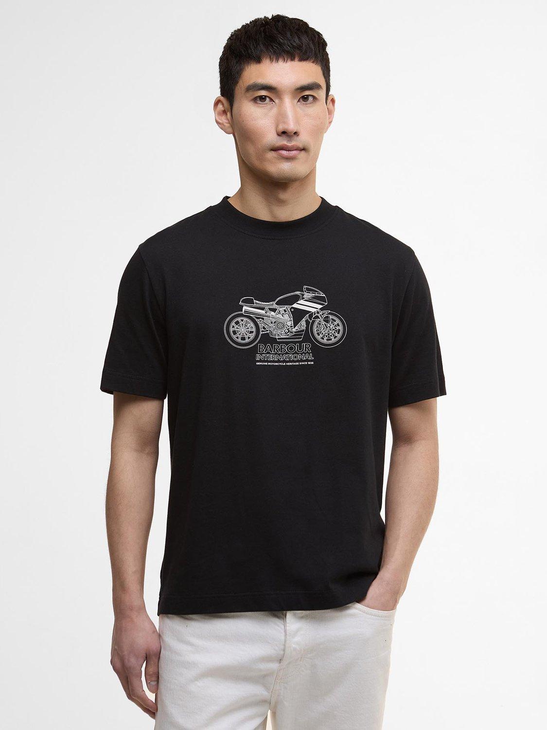 Product image 1 of 5, which shows Barbour International Moto Topher T-Shirt, Black, S