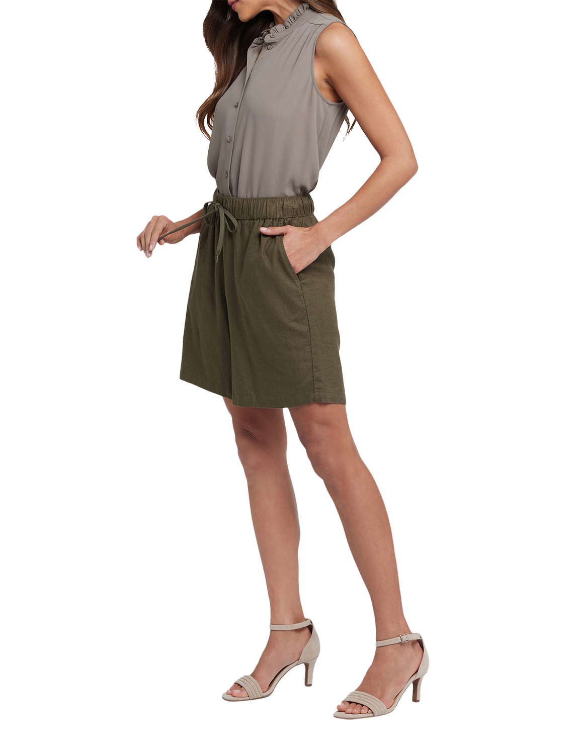 Product image 5 of 6, which shows NYDJ Breezy Linen Blend Bermuda Shorts, Bay Leaf, XS