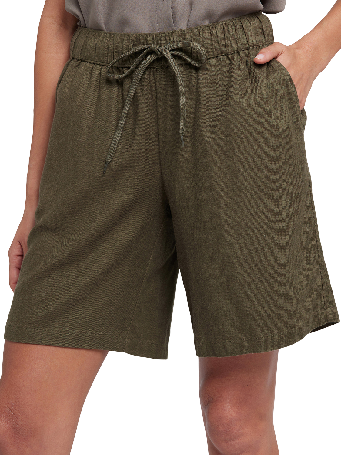 Product image 6 of 6, which shows NYDJ Breezy Linen Blend Bermuda Shorts, Bay Leaf, XS