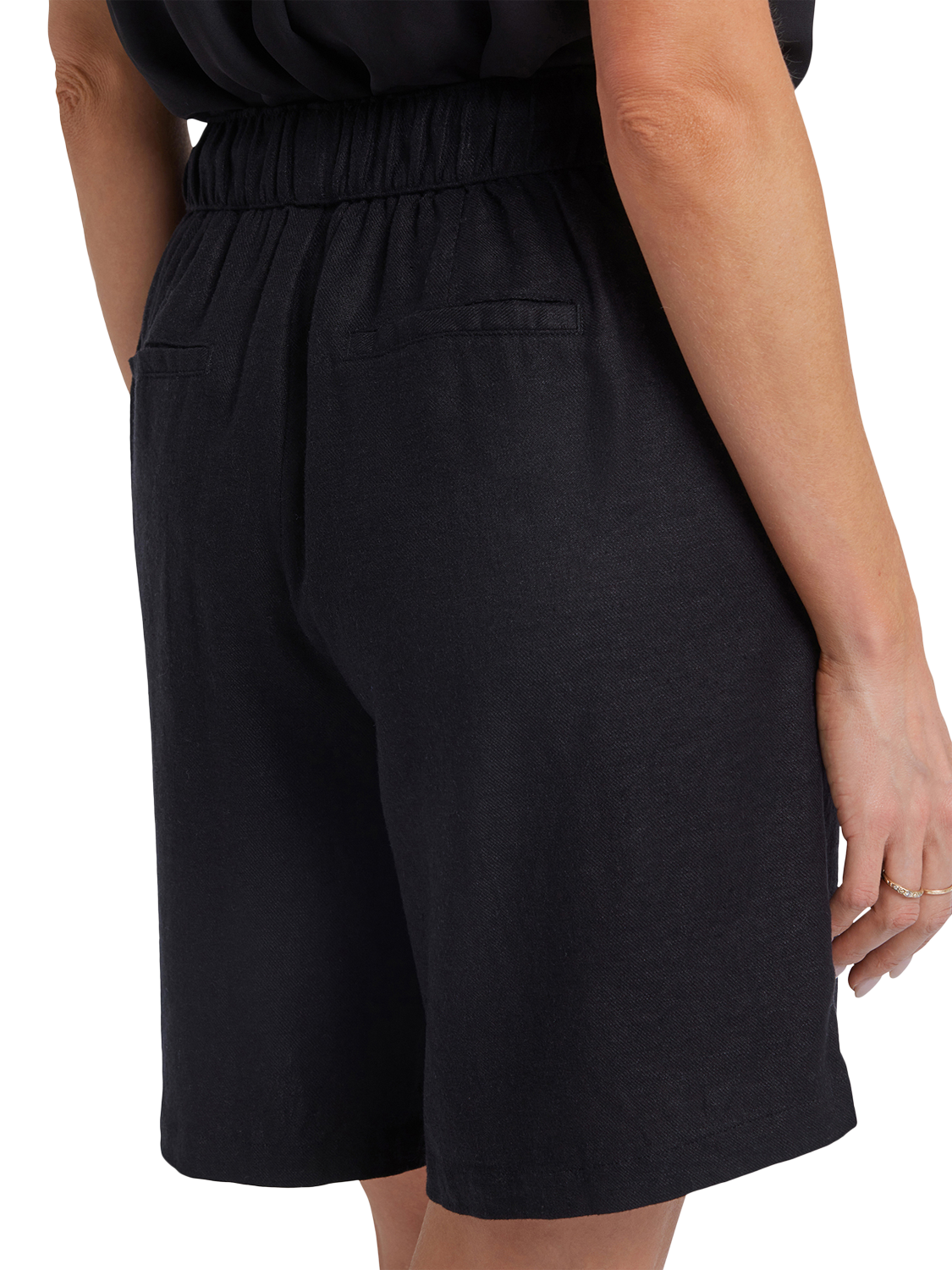 Product image 6 of 6, which shows NYDJ Breezy Linen Blend Bermuda Shorts, Black, XS