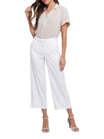NYDJ Wide Leg Cargo Capri Trousers, Optic White, Optic White