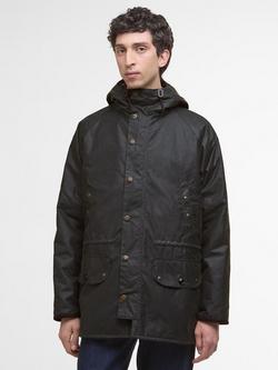 Barbour Reel Waxed Cotton Parka Jacket, Sage, Sage