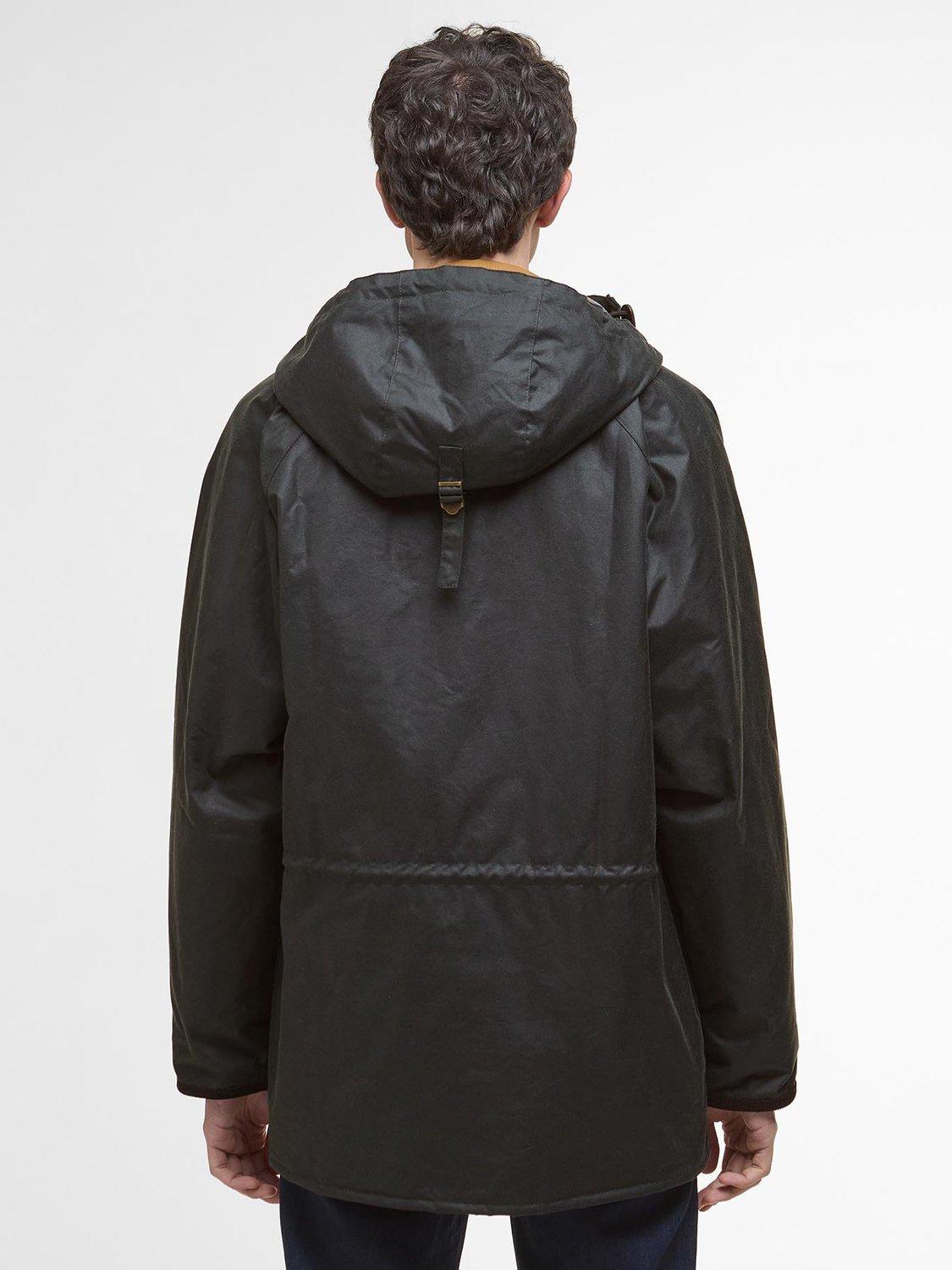 Product image 4 of 6, which shows Barbour Reel Waxed Cotton Parka Jacket, Sage, S
