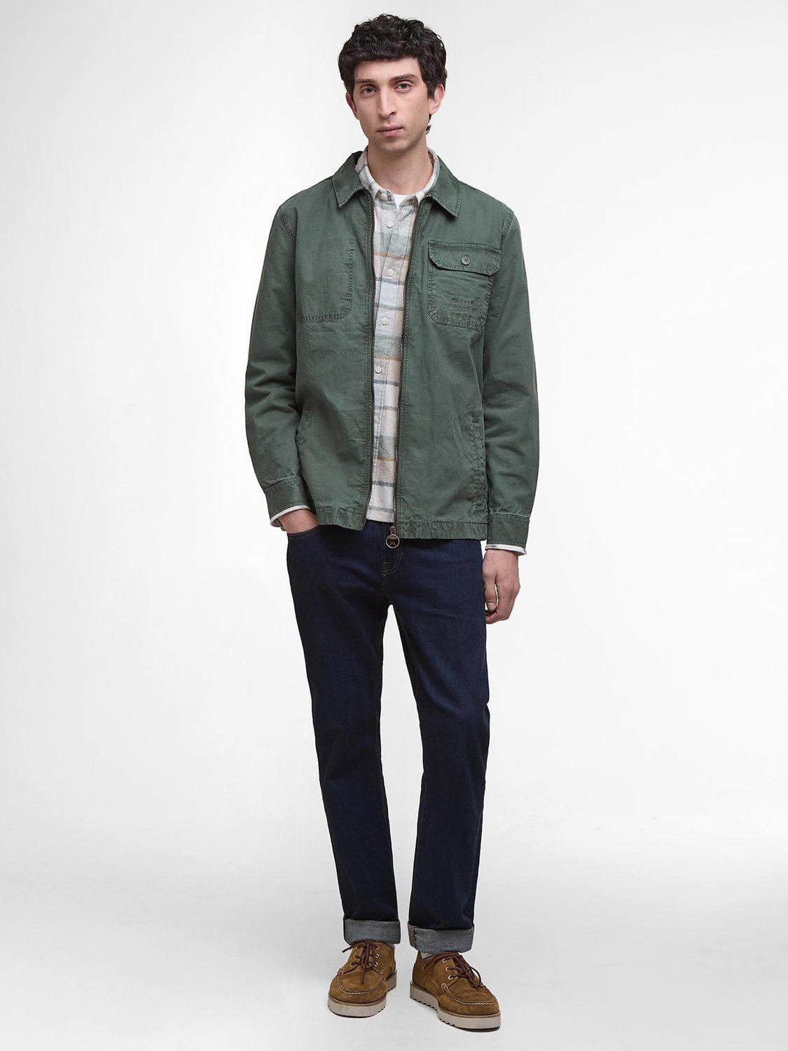 Product image 3 of 6, which shows Barbour Harton Cotton Regular Fit Overshirt, Thyme, M