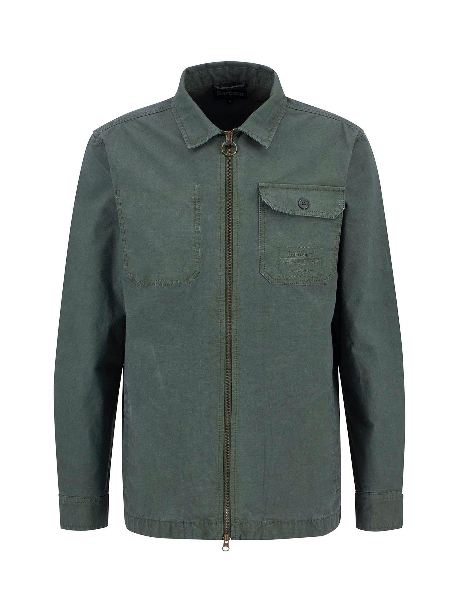 Product image 4 of 6, which shows Barbour Harton Cotton Regular Fit Overshirt, Thyme, M