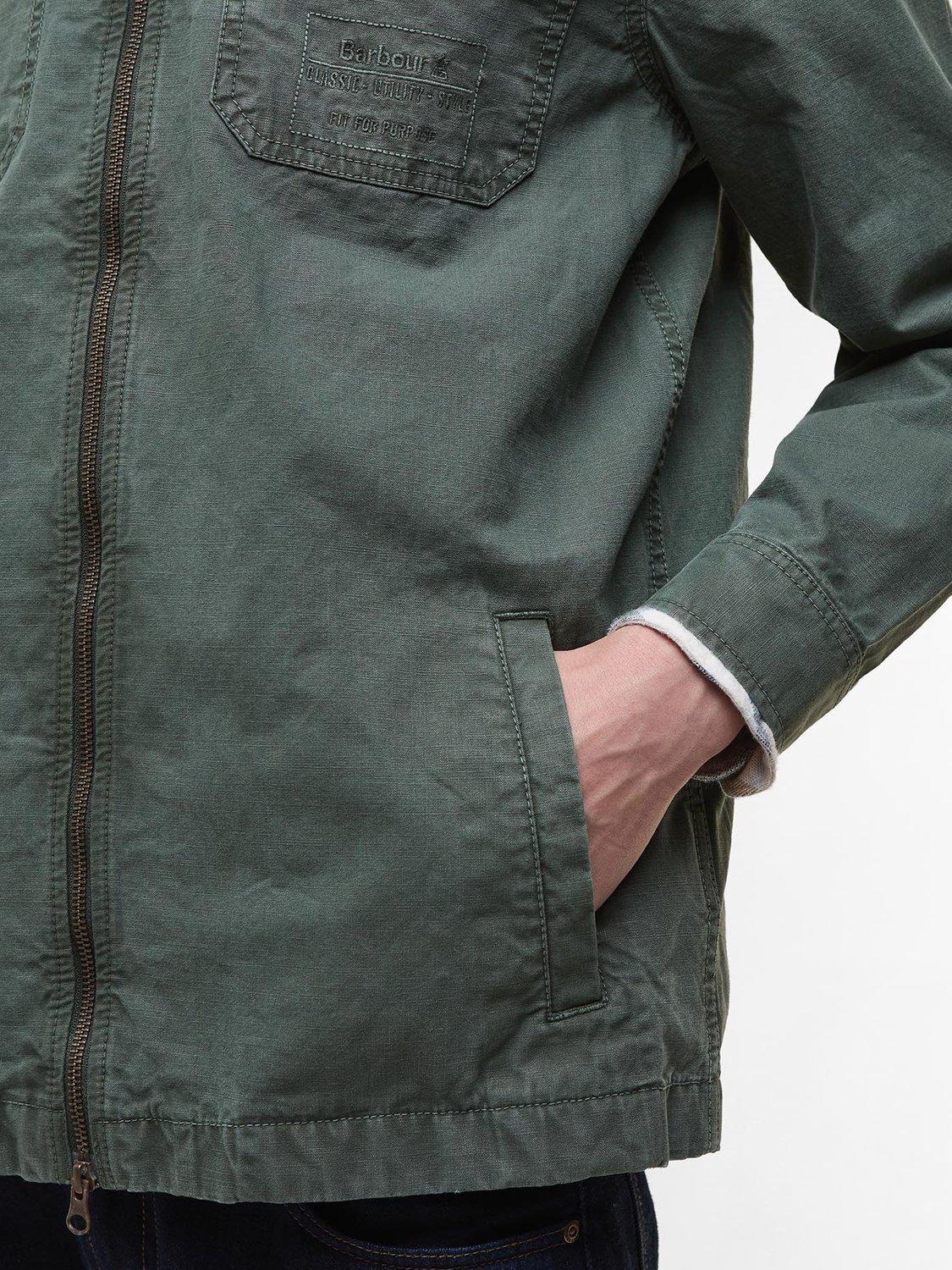 Product image 6 of 6, which shows Barbour Harton Cotton Regular Fit Overshirt, Thyme, M
