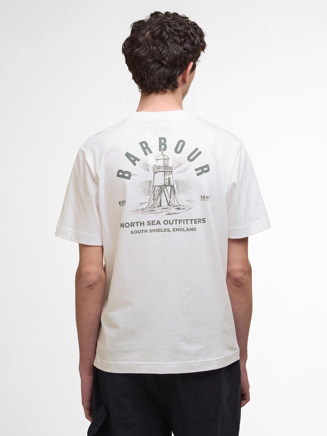 Product image 2 of 6, which shows Barbour Glencorse Cotton Loose Fit Short Sleeve Graphic T-Shirt, Whisper White, S