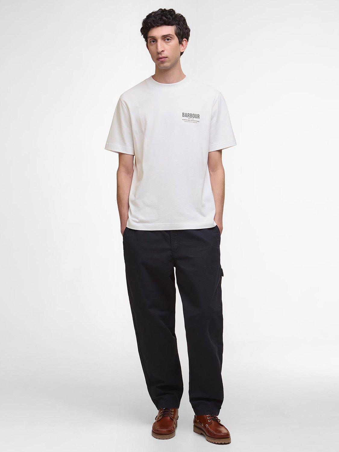Product image 3 of 6, which shows Barbour Glencorse Cotton Loose Fit Short Sleeve Graphic T-Shirt, Whisper White, S