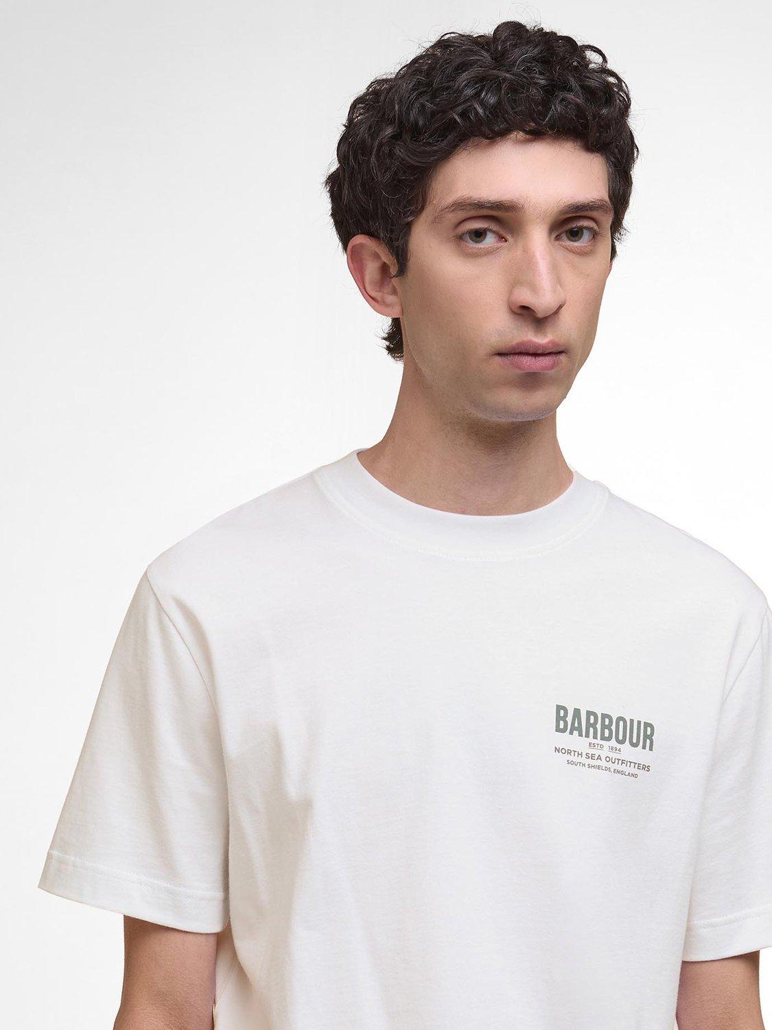 Product image 5 of 6, which shows Barbour Glencorse Cotton Loose Fit Short Sleeve Graphic T-Shirt, Whisper White, S