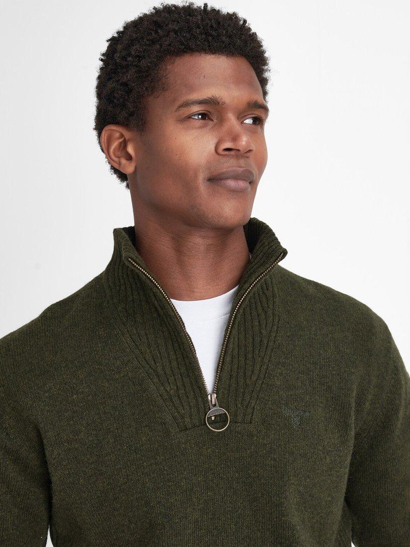 Product image 6 of 8, which shows Barbour Essential Lambswool Half Zip Jumper, Seaweed, S