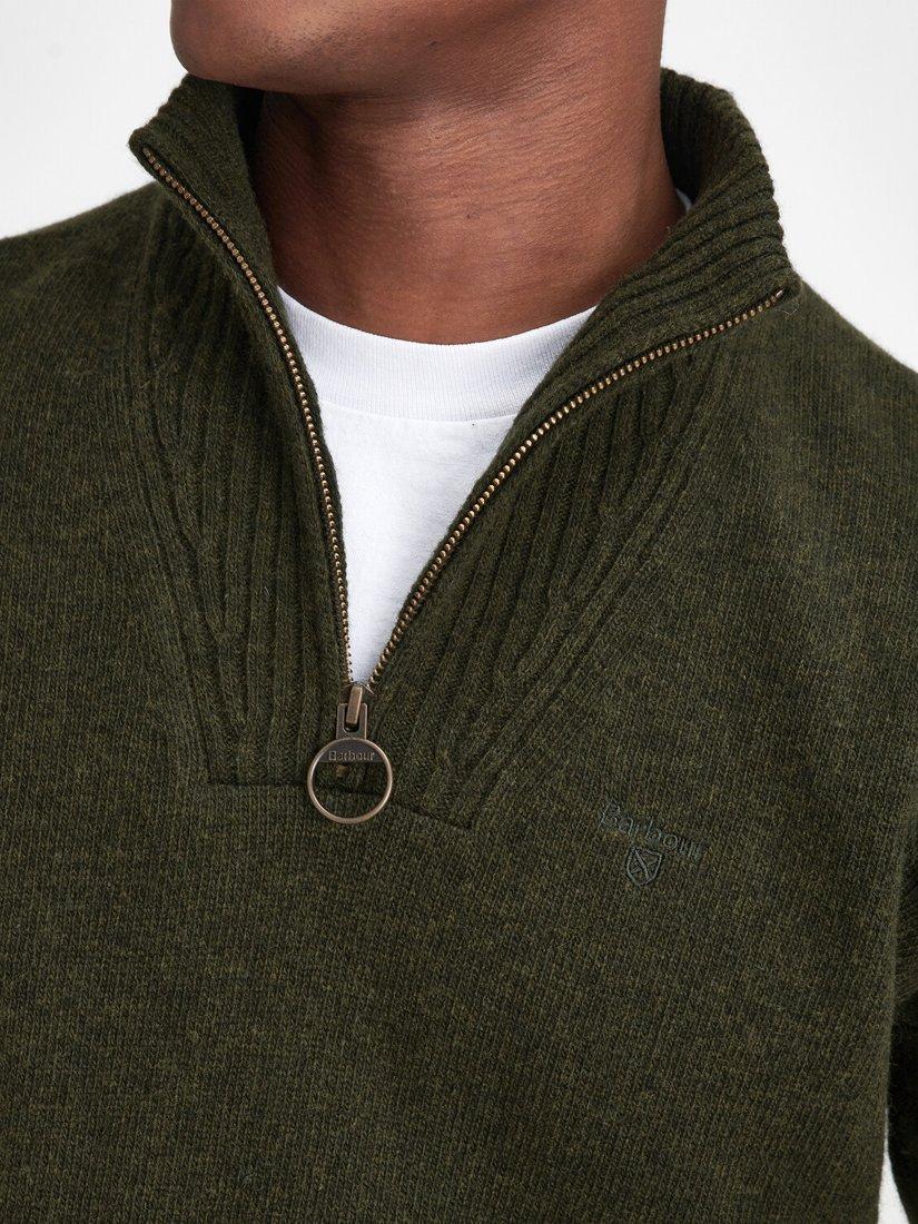 Product image 7 of 8, which shows Barbour Essential Lambswool Half Zip Jumper, Seaweed, S