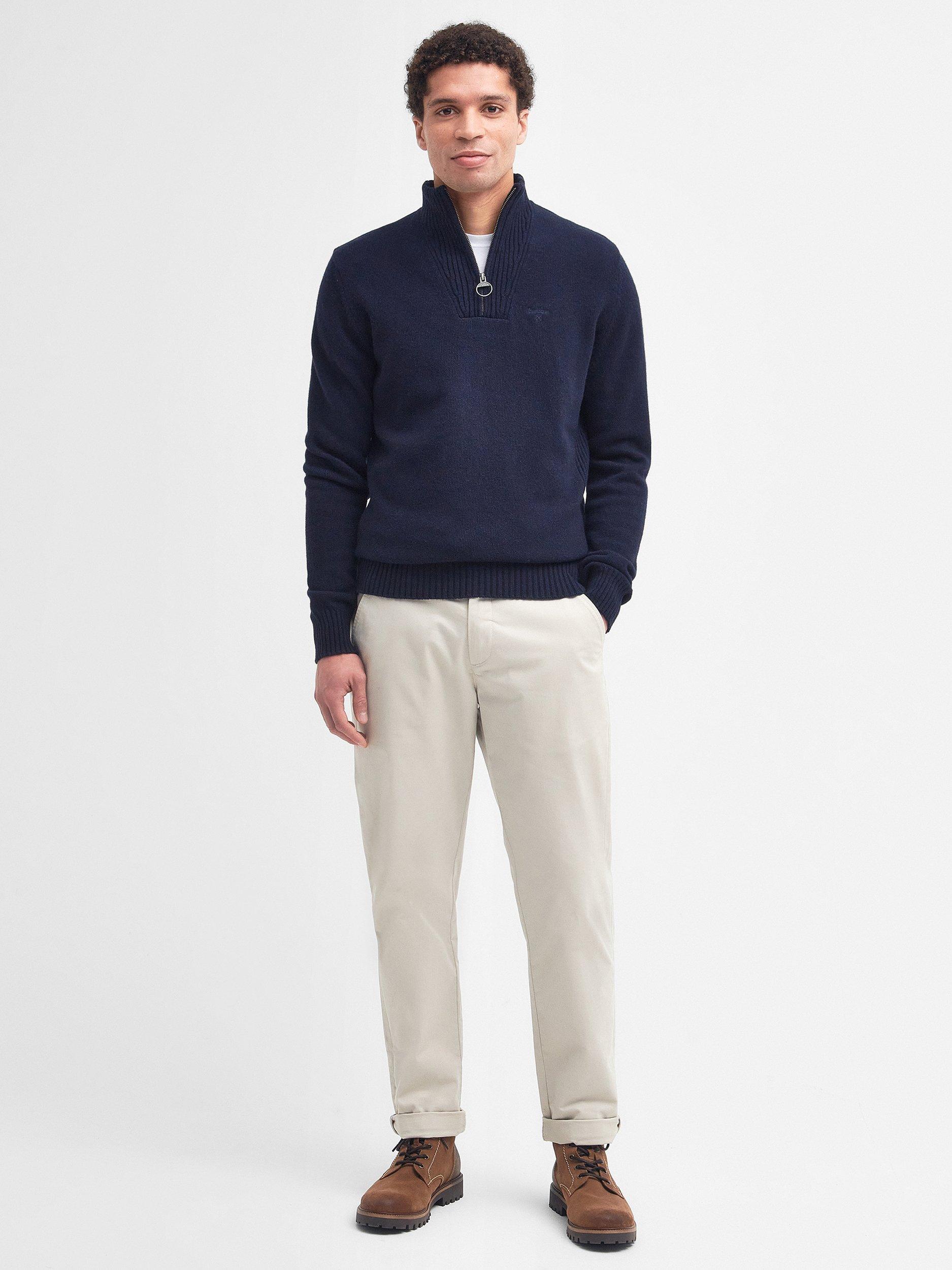 Product image 3 of 7, which shows Barbour Half Zip Wool Jumper, Navy, S