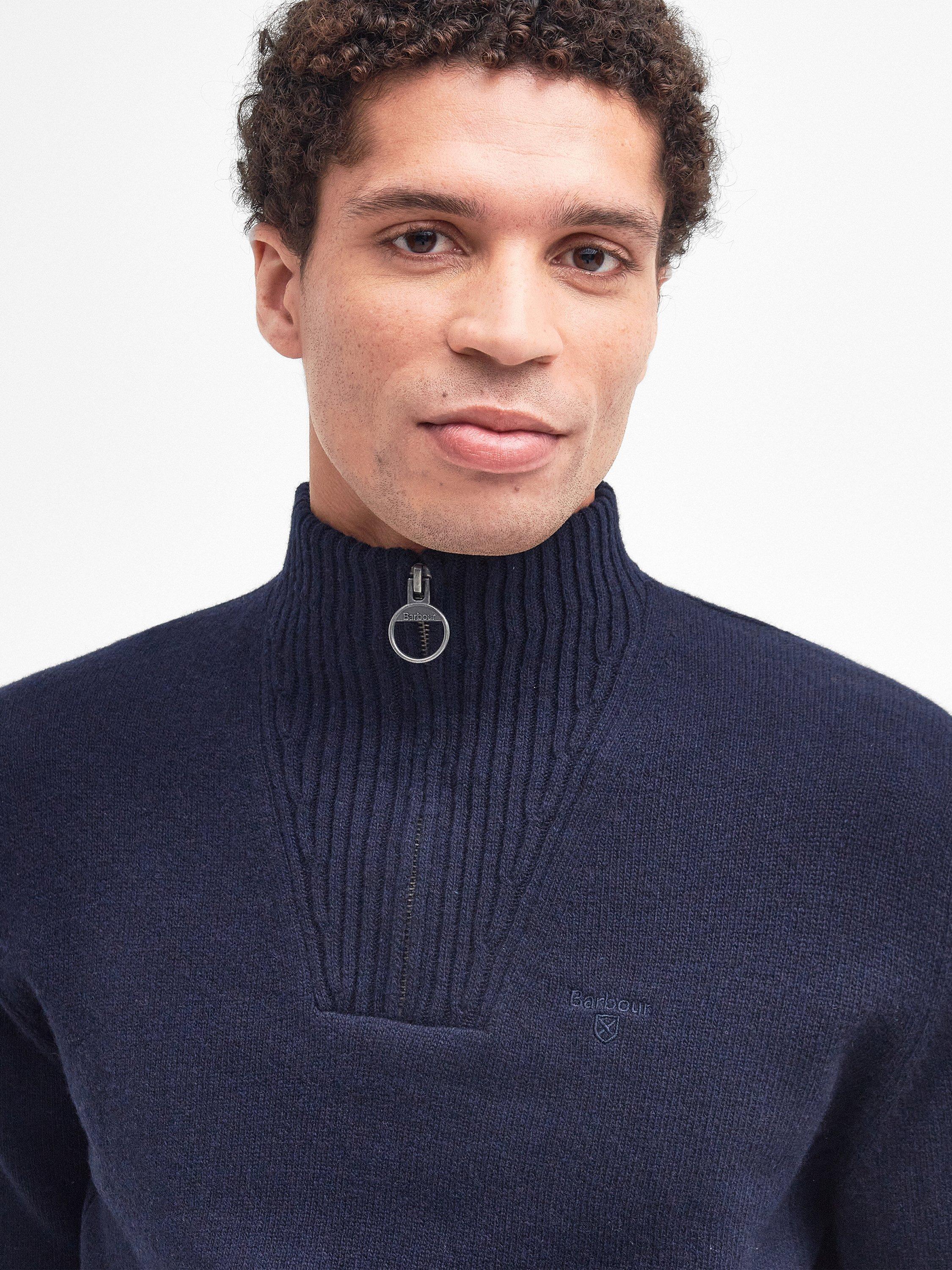 Product image 5 of 7, which shows Barbour Half Zip Wool Jumper, Navy, S