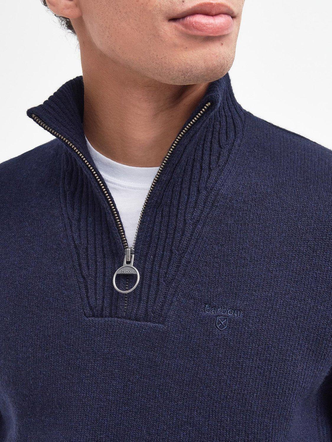 Product image 7 of 7, which shows Barbour Half Zip Wool Jumper, Navy, S