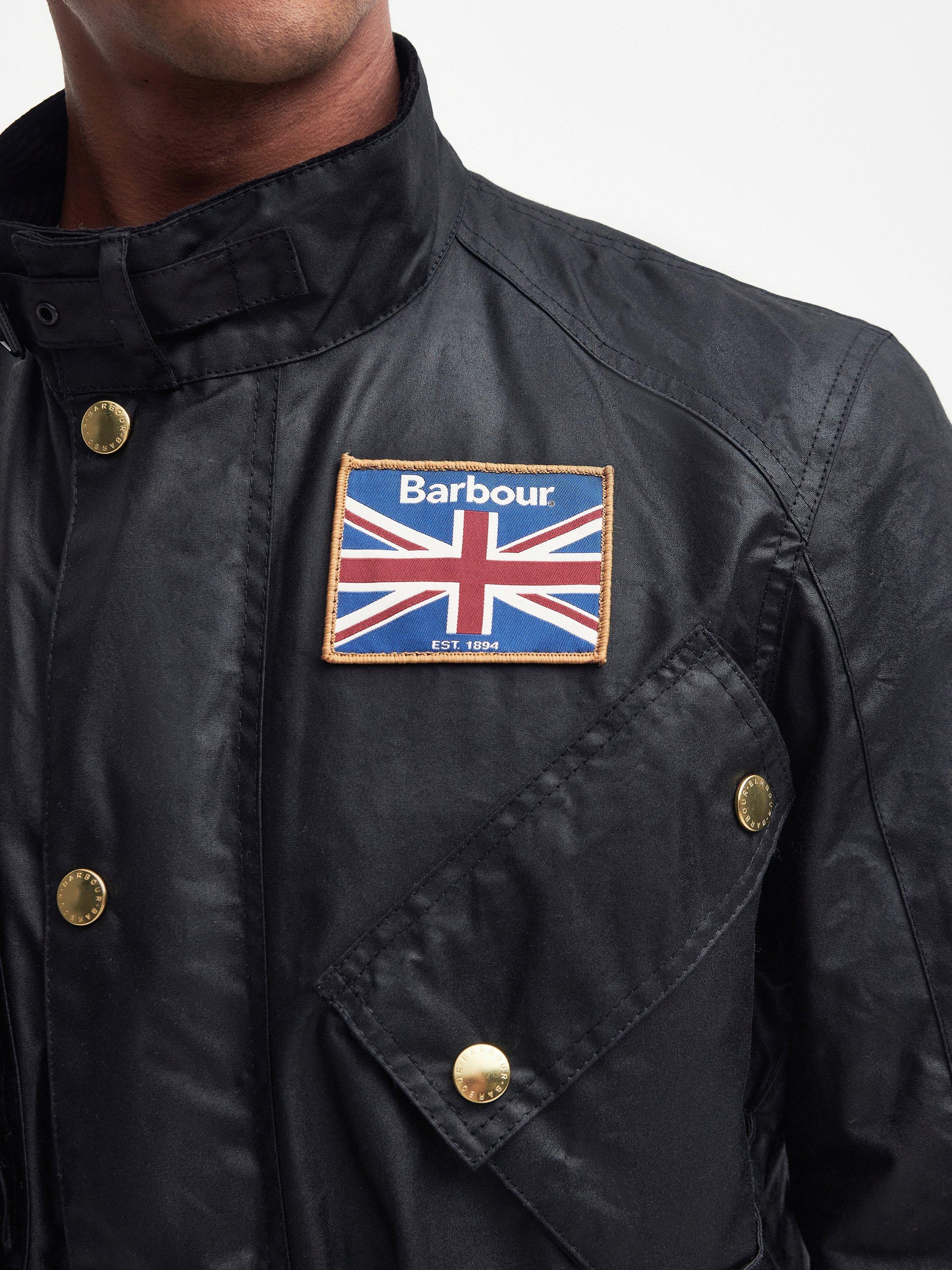 Product image 11 of 11, which shows Barbour International Waxed Cotton Jacket, Black, S