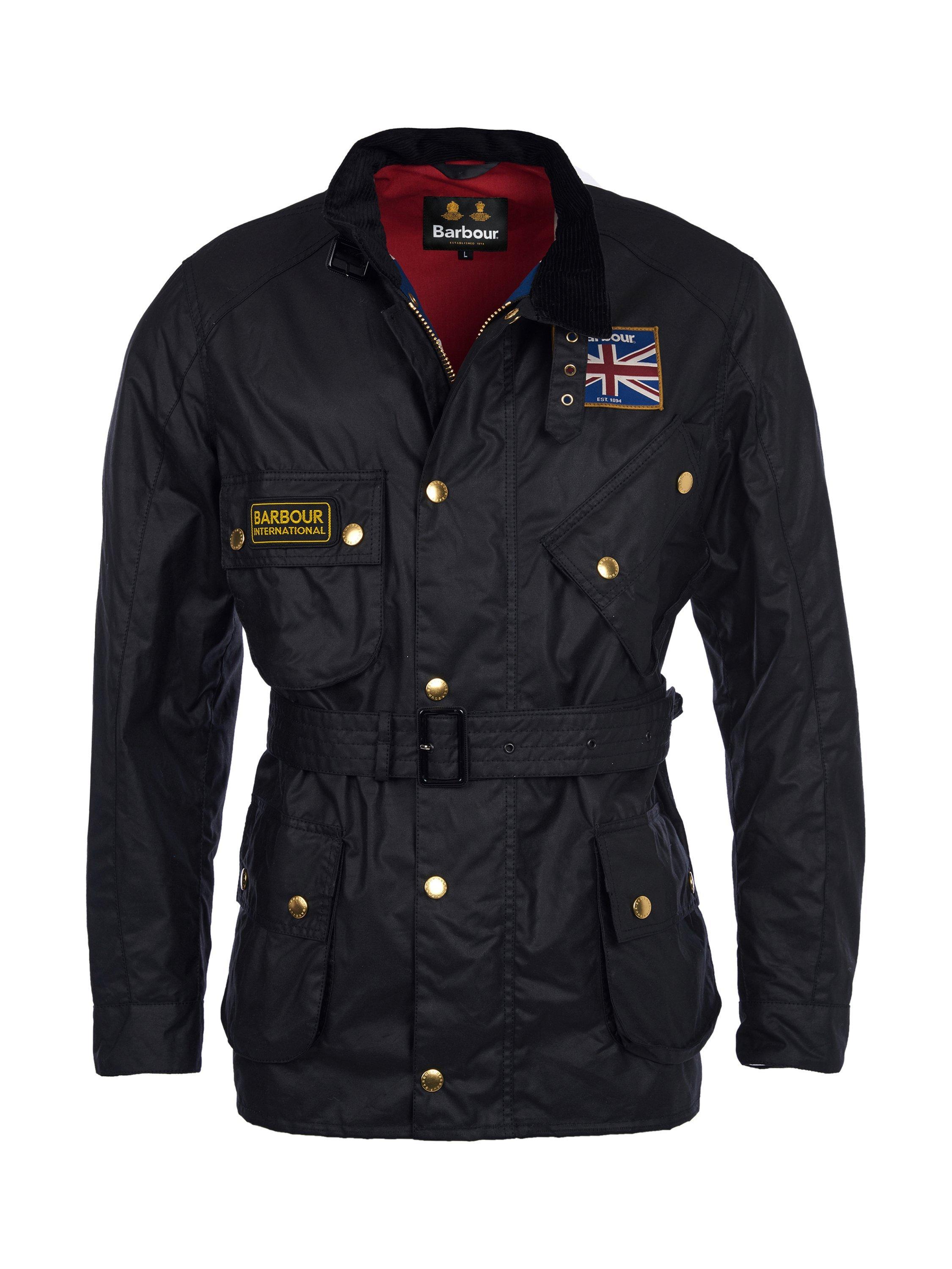 Product image 4 of 11, which shows Barbour International Waxed Cotton Jacket, Black, S