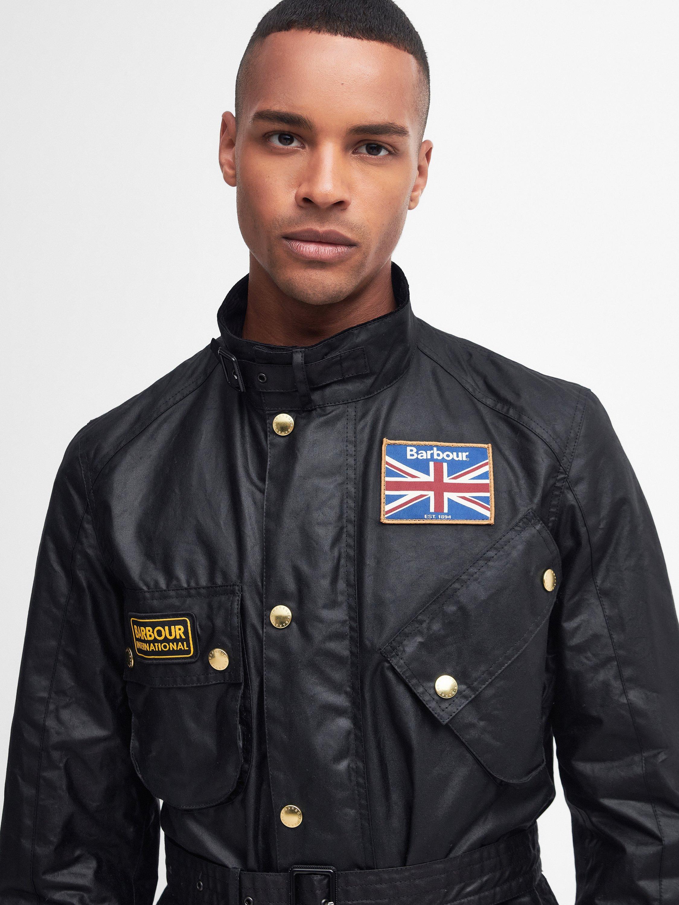 Product image 5 of 11, which shows Barbour International Waxed Cotton Jacket, Black, S