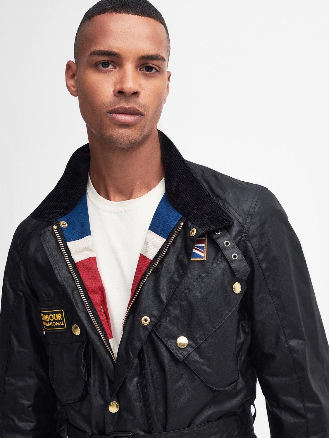 Product image 6 of 11, which shows Barbour International Waxed Cotton Jacket, Black, S
