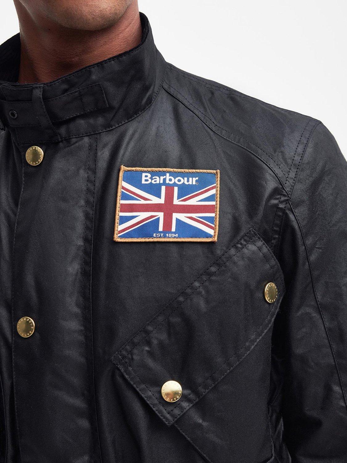 Product image 7 of 11, which shows Barbour International Waxed Cotton Jacket, Black, S