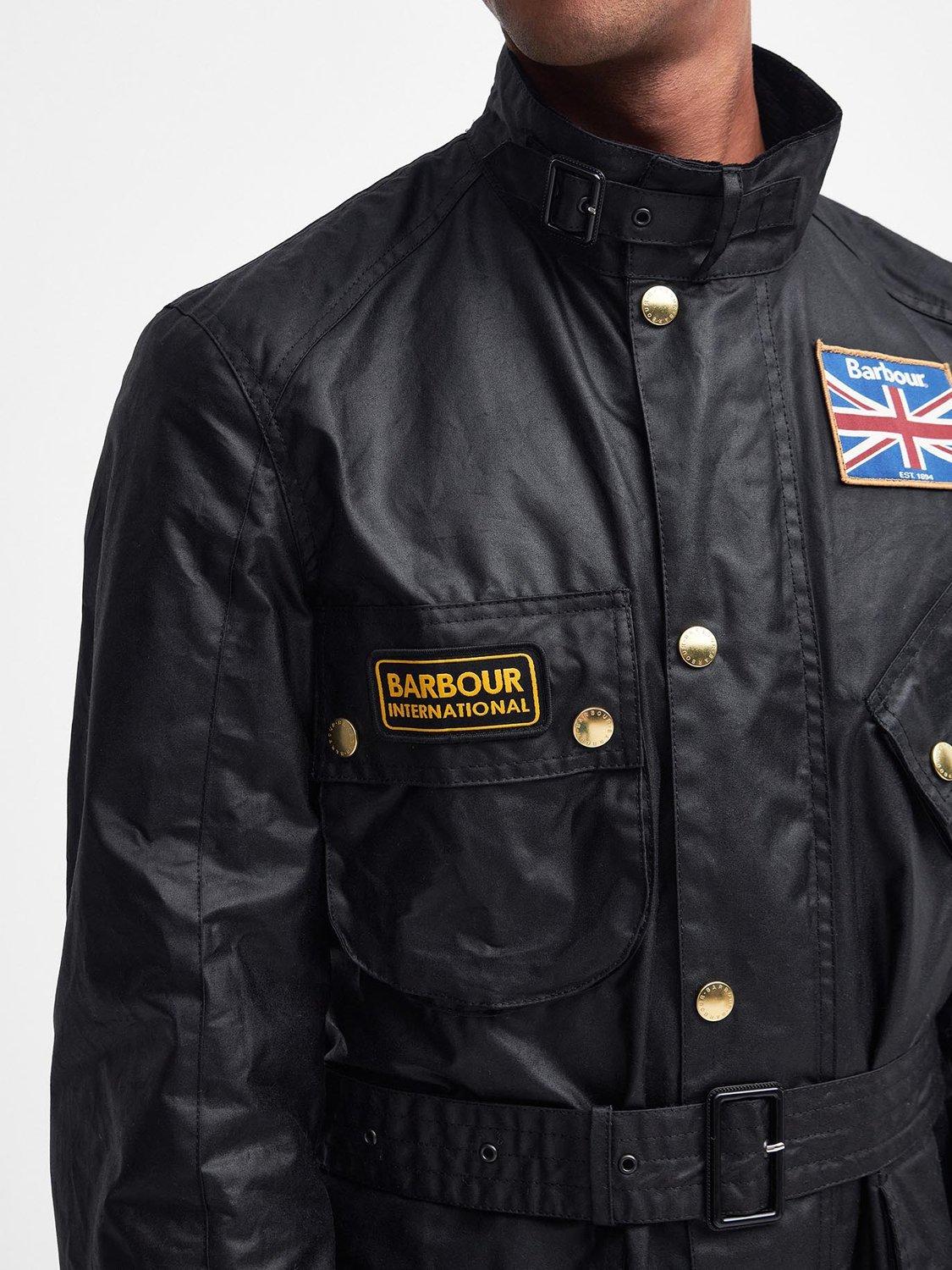 Product image 9 of 11, which shows Barbour International Waxed Cotton Jacket, Black, S