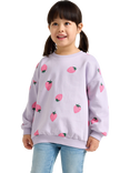 Lindex Kids' Cotton Strawberry Crew Neck Sweatshirt, Light Dusty Lilac