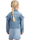 Lindex Kids' Frill Denim Jersey Jacket, Light Denim