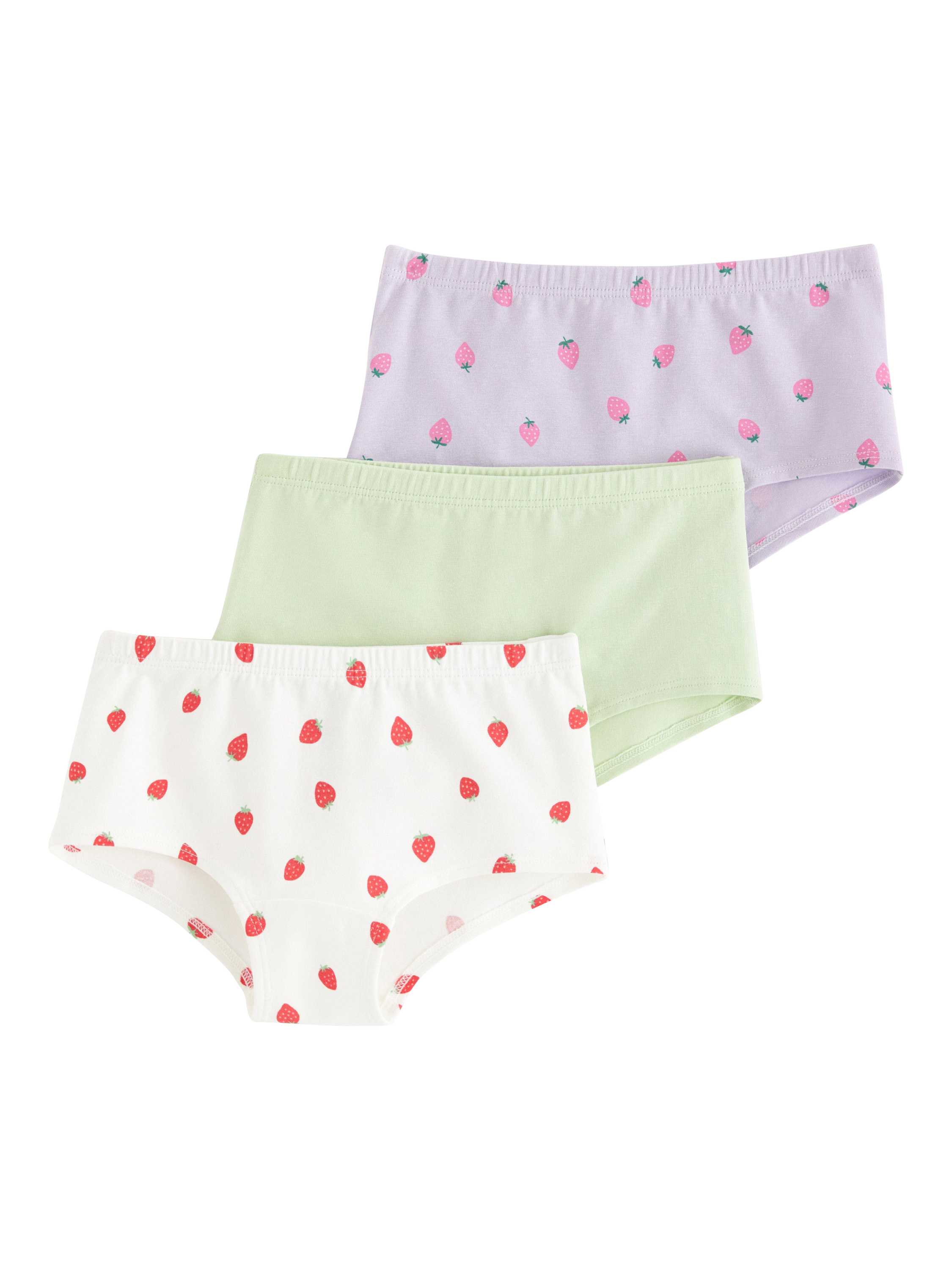 Product image 1 of 3, which shows Lindex Kids' Strawberry Hipster Briefs, Pack of 3, Light Dusty Lilac, 6-8 years