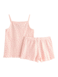 Lindex Kids' Cotton Heart Print Shortie Pyjama Set, Light Pink
