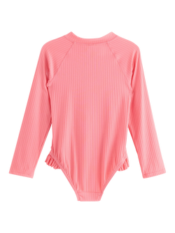 Lindex Kids' Long Sleeved Zip Swimsuit, Pink - view 2, Pink