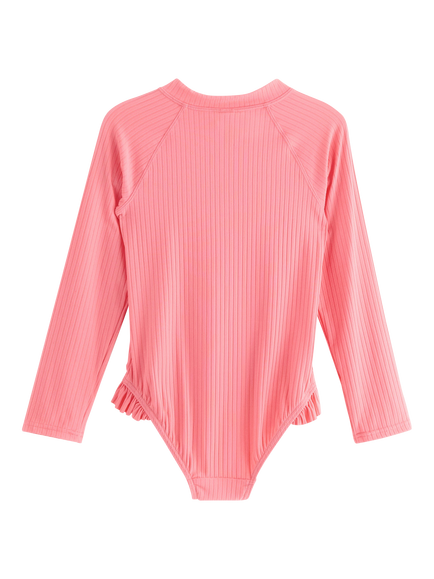 Lindex Kids' Long Sleeved Zip Swimsuit, Pink - view 2, Pink