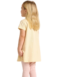 Lindex Kids' Cotton Short Sleeved Rabbit Tunic, Light Dusty Yellow