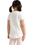 Lindex Kids' Cotton Short Sleeved Butterfly Print Top, Light Dusty White
