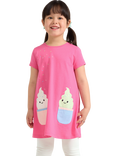 Lindex Kids' Cotton Ice Cream Print Tunic Top, Pink