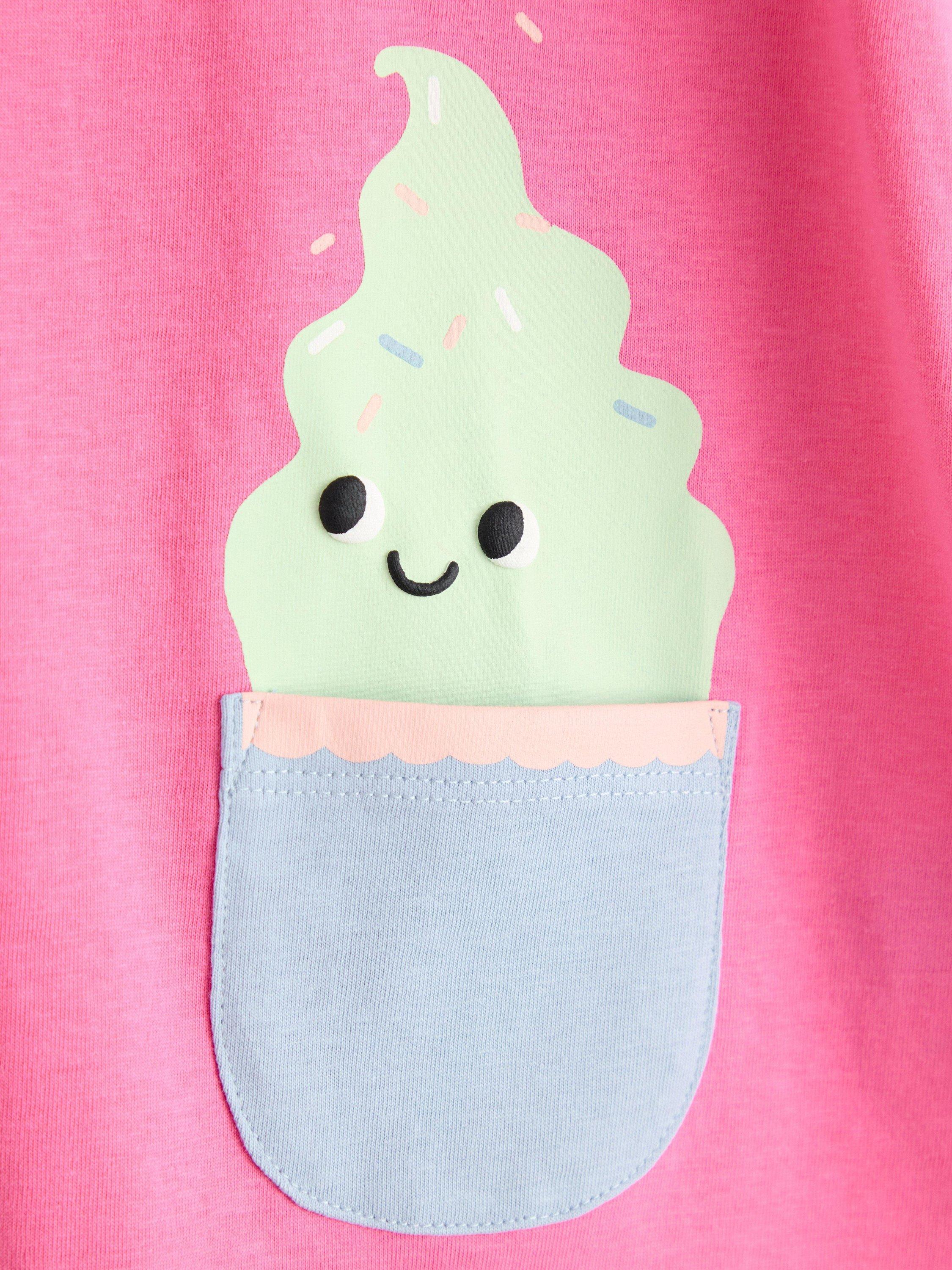 Product image 6 of 6, which shows Lindex Kids' Cotton Ice Cream Print Tunic Top, Pink, 4-5 years