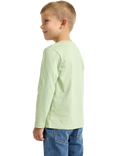 Lindex Kids' Cotton Digger Print Long Sleeve T-Shirt, Light Dusty Green