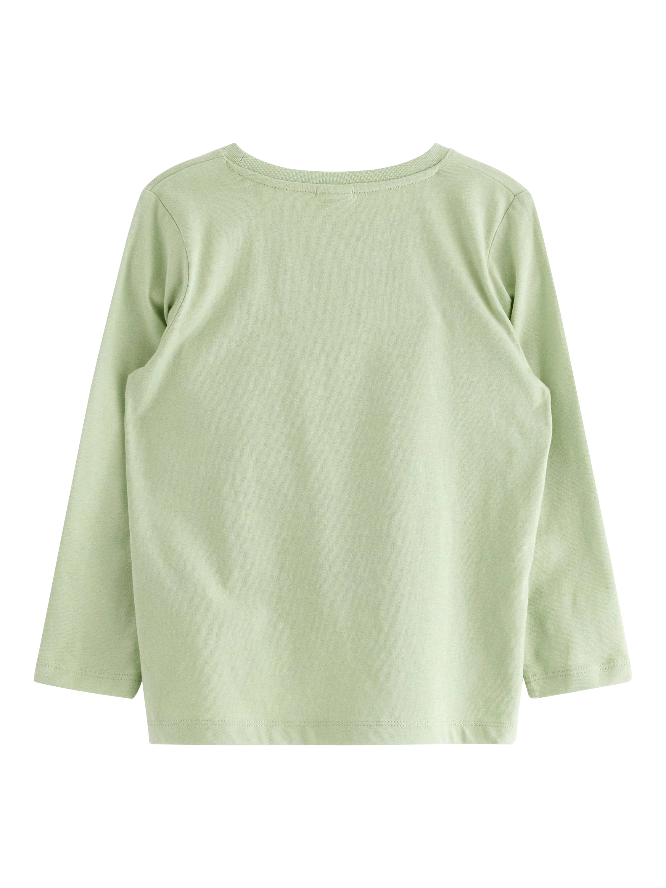 Product image 5 of 6, which shows Lindex Kids' Cotton Digger Print Long Sleeve T-Shirt, Light Dusty Green, 6-7 years