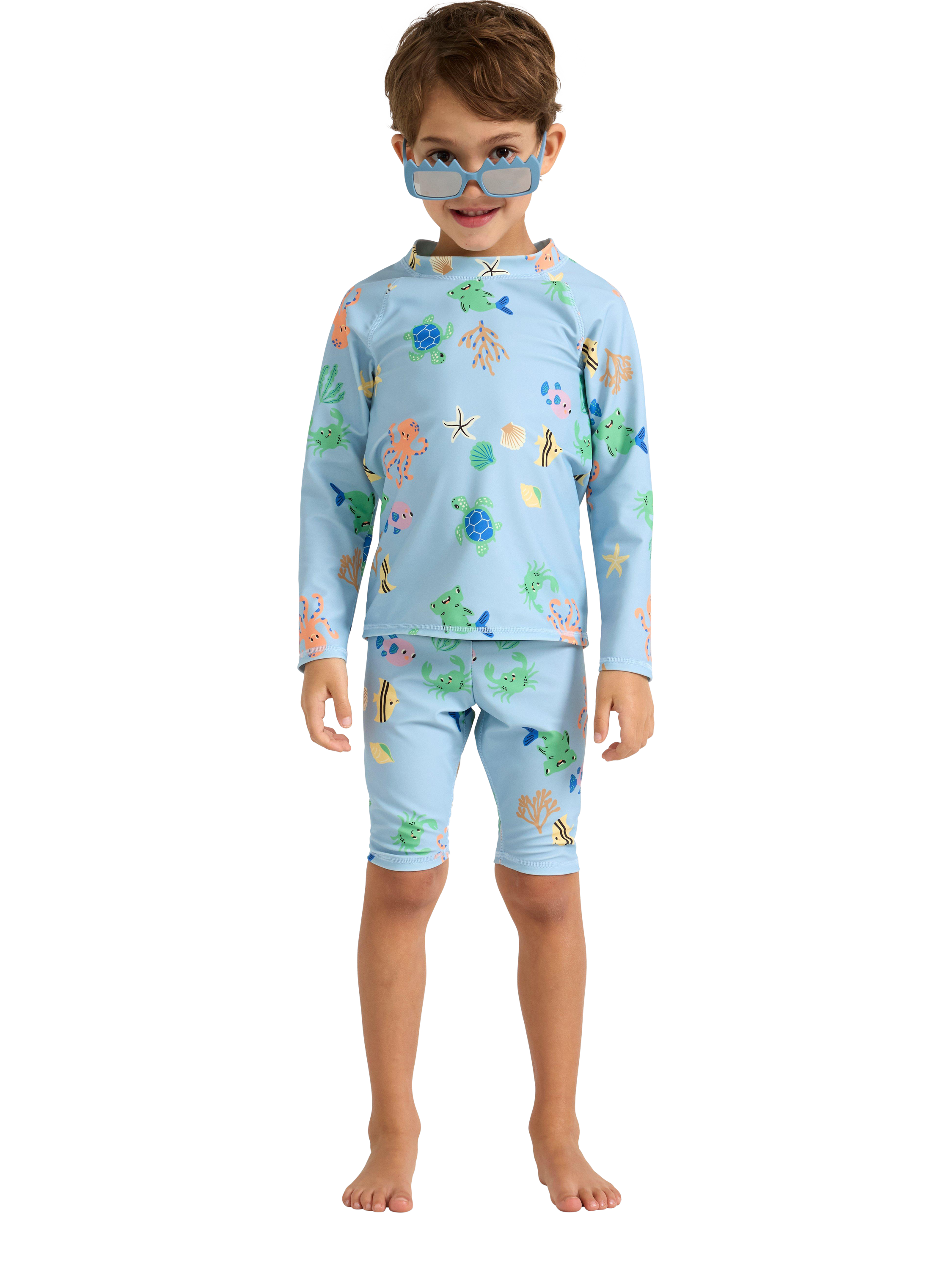 Product image 1 of 6, which shows Lindex Kids' Swimwear Set, Light Blue, 12-24 months