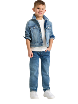 Lindex Kids' Denim Jersey Jacket, Light Denim, Light Denim