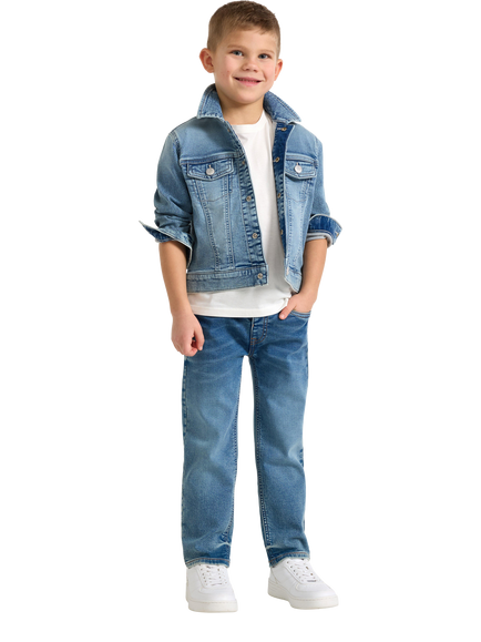Lindex Kids' Denim Jersey Jacket, Light Denim, Light Denim