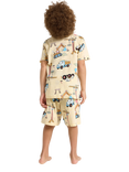 Lindex Kids' Cotton Construction Print Shortie Pyjama Set, Light Yellow