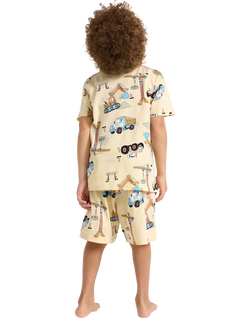 Lindex Kids' Cotton Construction Print Shortie Pyjama Set, Light Yellow - view 2, Light Yellow