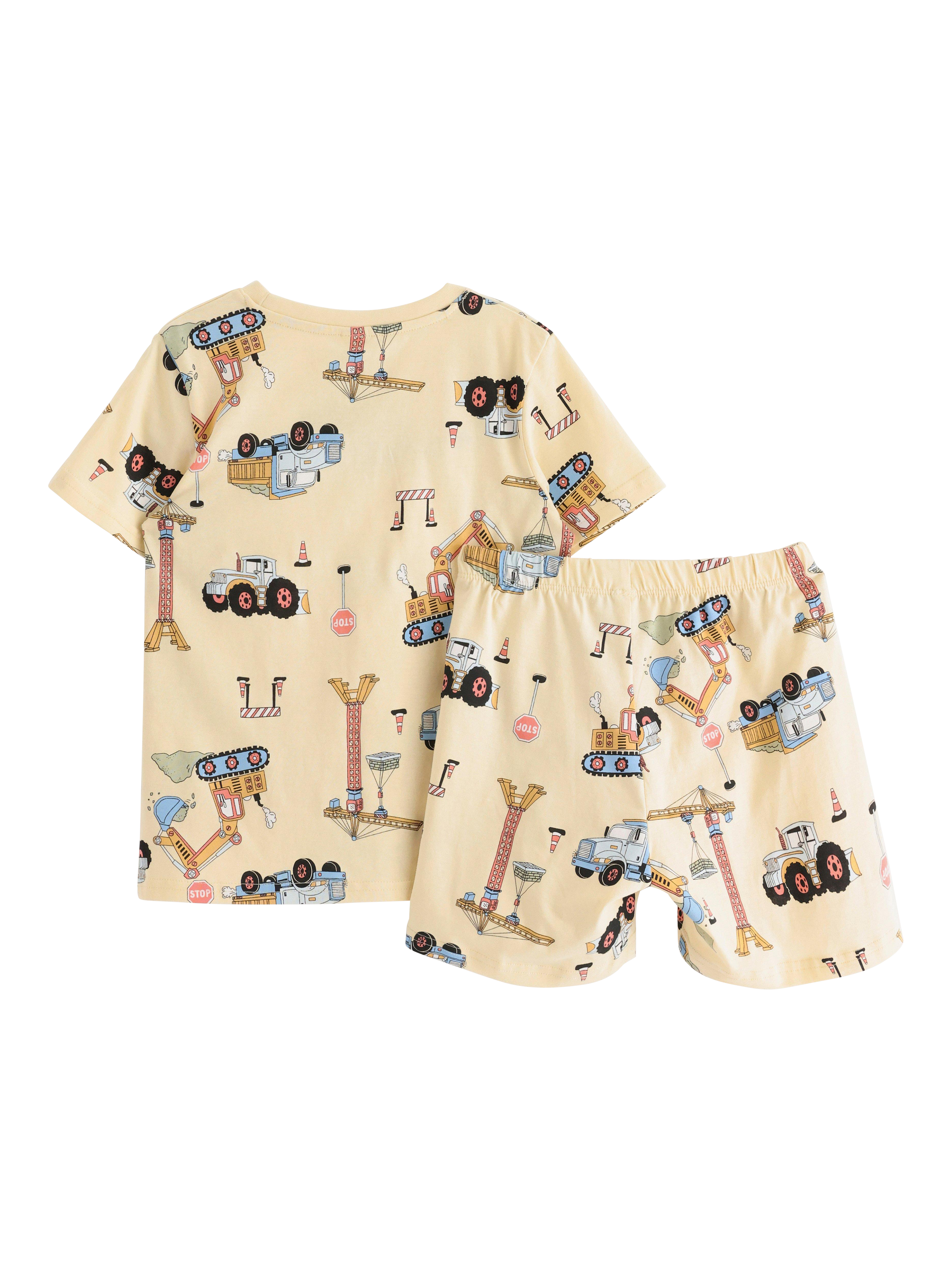 Product image 5 of 6, which shows Lindex Kids' Cotton Construction Print Shortie Pyjama Set, Light Yellow, 4-6 years