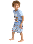 Lindex Kids' Cotton Bluey Shortie Pyjama Set, Light Blue