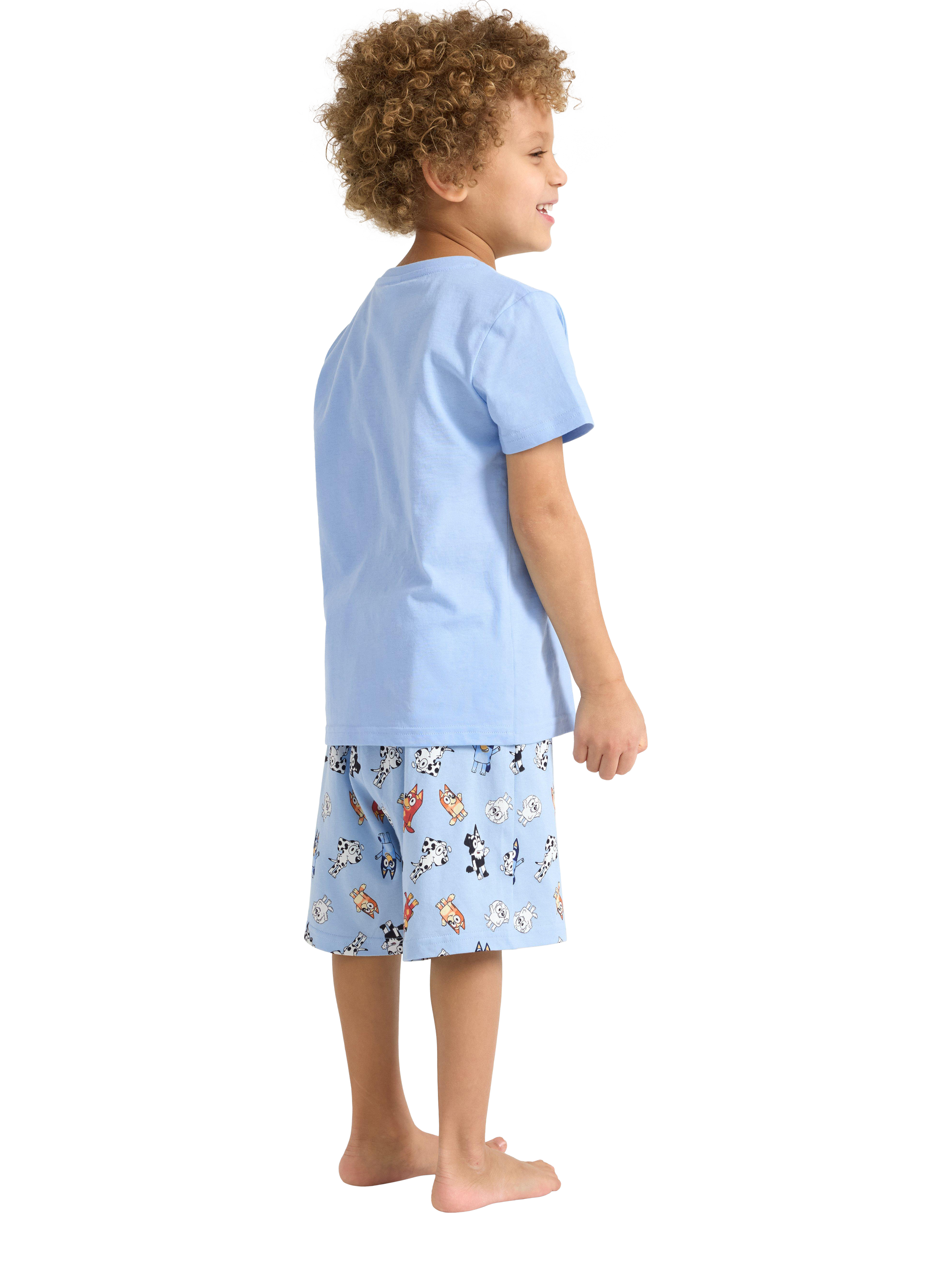 Product image 2 of 6, which shows Lindex Kids' Cotton Bluey Shortie Pyjama Set, Light Blue, 4-6 years