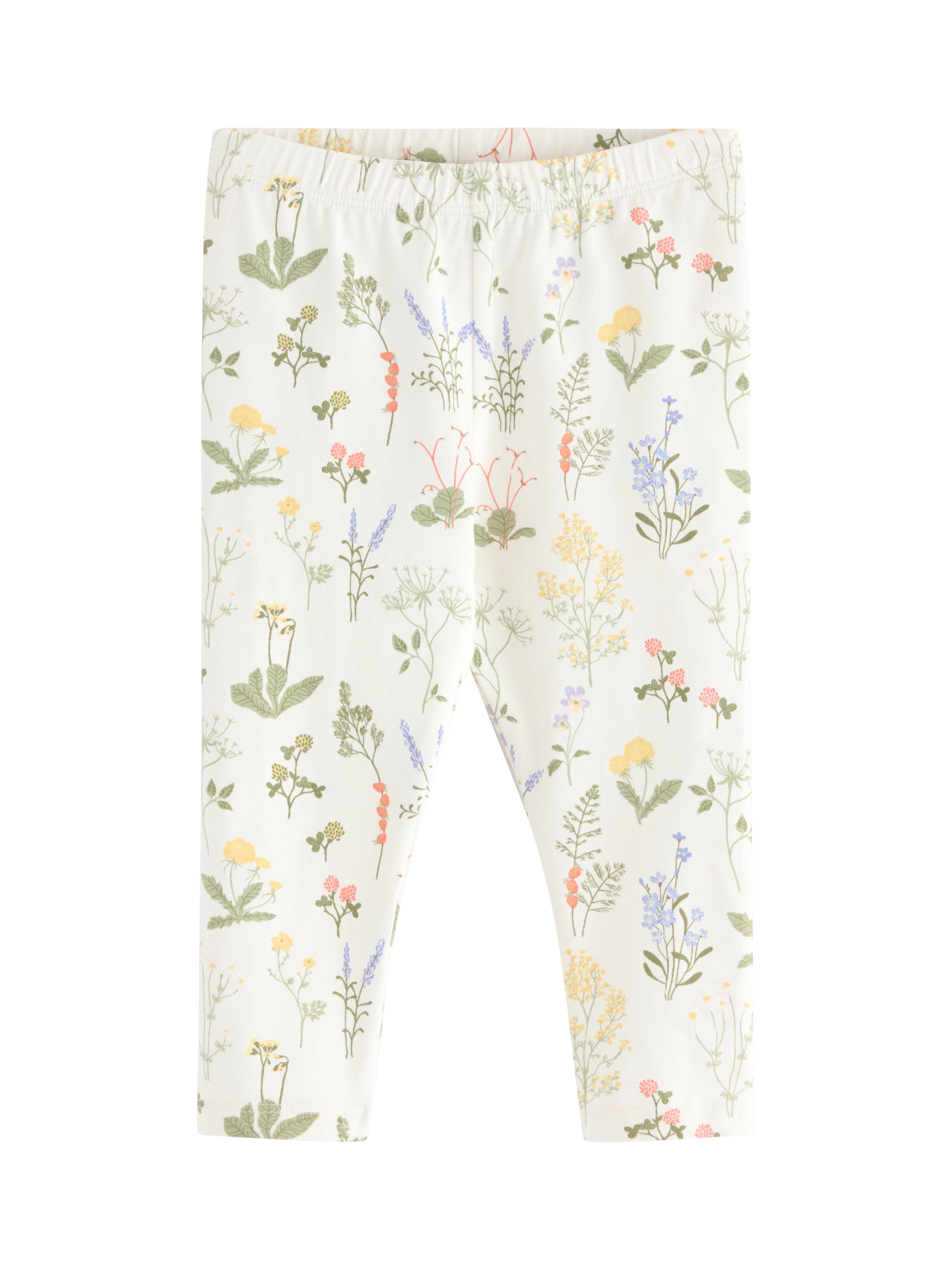 Product image 1 of 3, which shows Lindex Baby Floral Leggings, Light Dusty White, 4-6 months