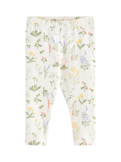 Lindex Baby Floral Leggings, Light Dusty White, Light Dusty White