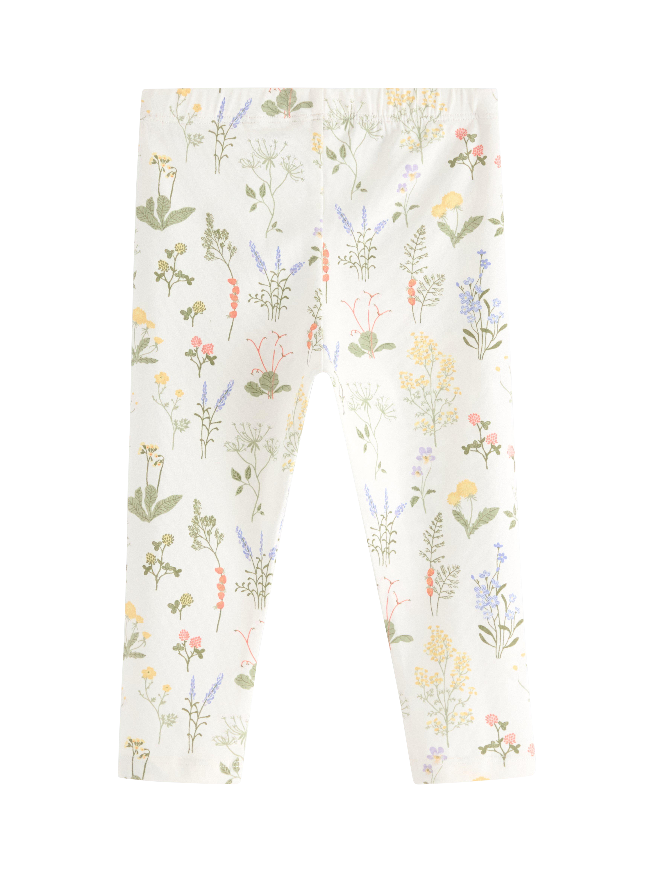 Product image 2 of 3, which shows Lindex Baby Floral Leggings, Light Dusty White, 4-6 months