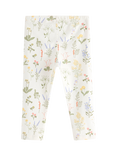 Lindex Baby Floral Leggings, Light Dusty White