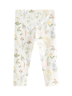 Lindex Baby Floral Leggings, Light Dusty White - view 2, Light Dusty White
